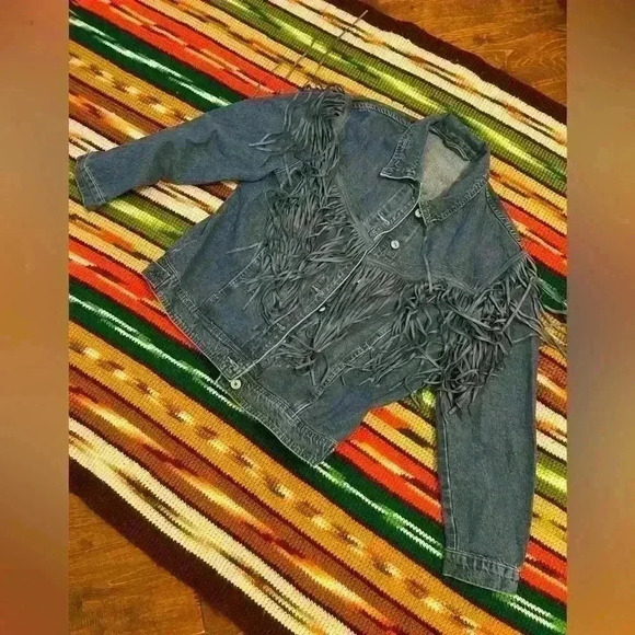 Medium Denim Fringe Jacket - Picture 1 of 3